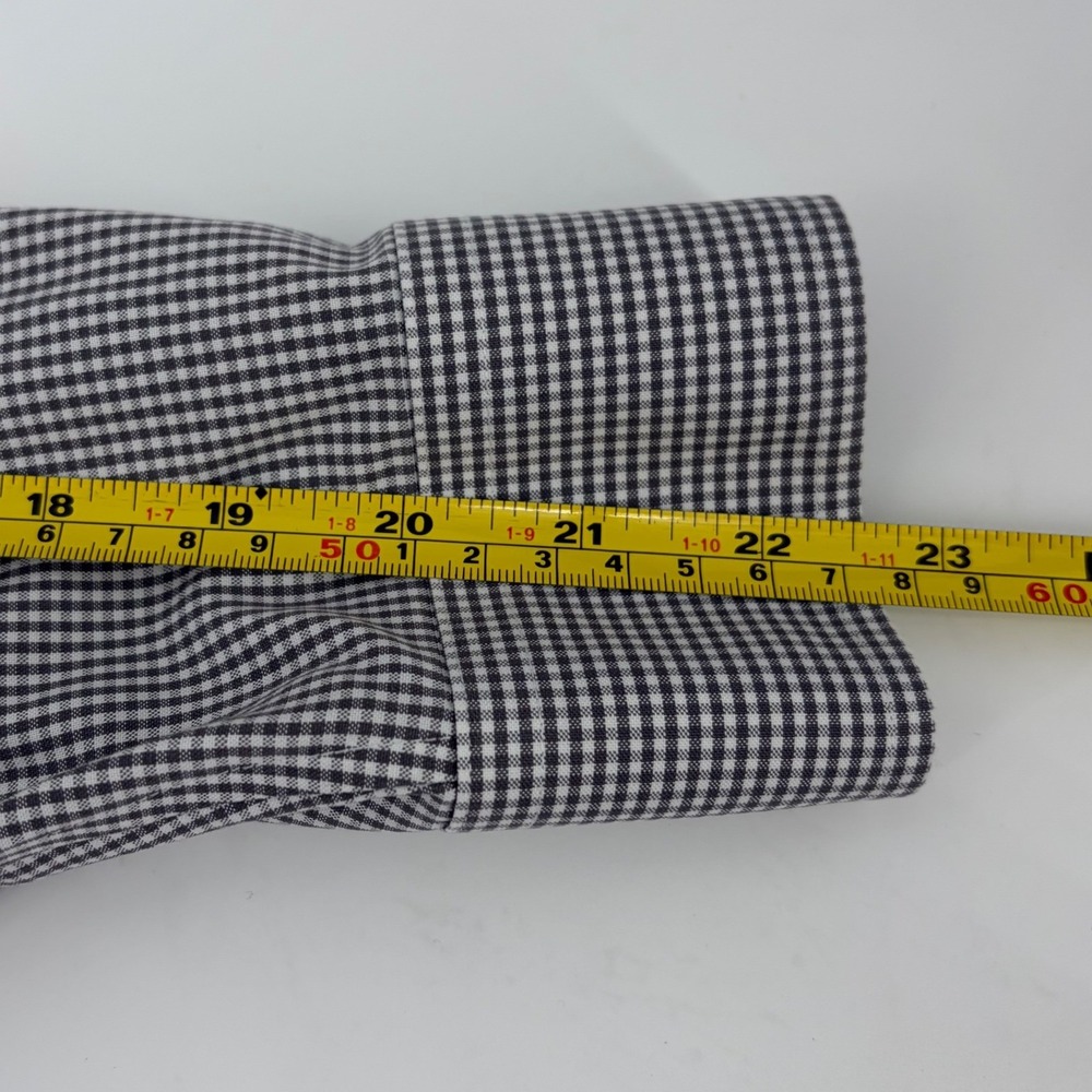 Lands End Mens No Iron Supima Cotton Button Down Gray Gingham Shirt 16 1/2-32 - Picture 8 of 8